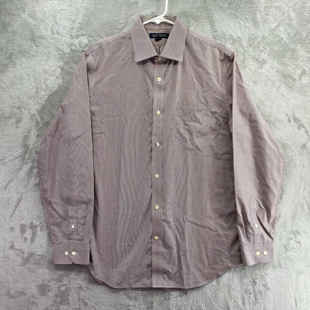 Banana Republic Men M 15-15.5 Red Non Iron Classic Fit Button Up Shirt
